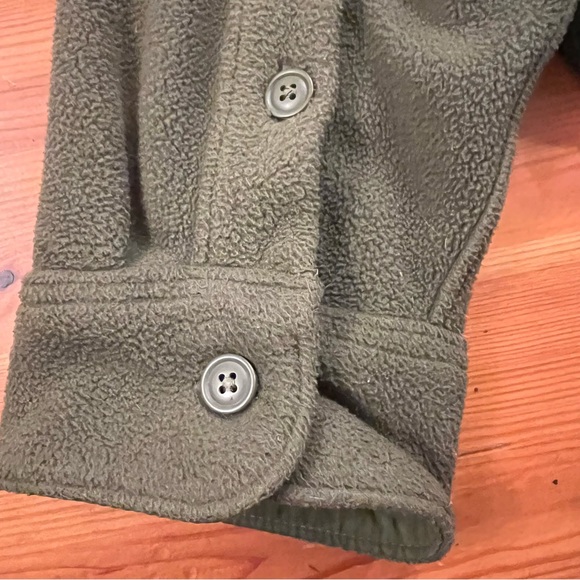 L.L. Bean Vintage Men’s Button Up Fleece Overshirt Army Green XL Tall - Picture 7 of 15
